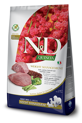 Farmina N&D - Grain Free Quinoa Adult Weight Management all'Agnello, Quinoa e Broccoli da 7 Kg