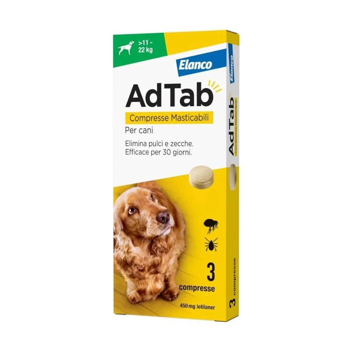 AdTab compresse Pulci e Zecche masticabili per Cani 3 cpr