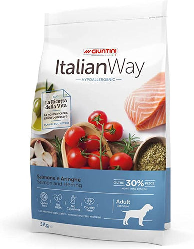 Italian Way Cane Medium -  Ipoallergenico Salmone Aringhe - 12 kg