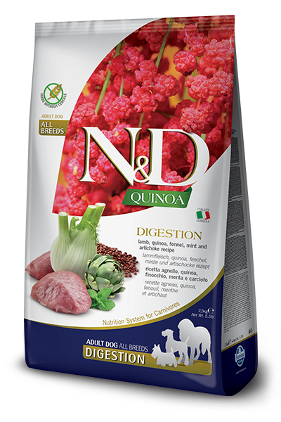 Farmina N&D - Grain Free Quinoa Adult Digestion all'Agnello, Quinoa, Finocchio, Menta e Carciofo da 7 Kg