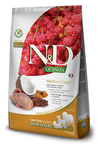 Farmina N&D - Grain Free Quinoa Adult Skin&Coat alla Quaglia, Quinoa, Cocco e Curcuma da 7 Kg