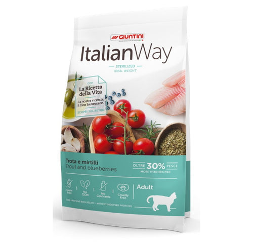 Italian Way Grain Free - Trota e Mirtilli per Gatto Sterilizzato - 8 kg