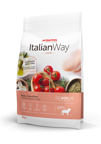 Italian Way Junior Medium/Maxi - Pollo e Tacchino - 12 kg